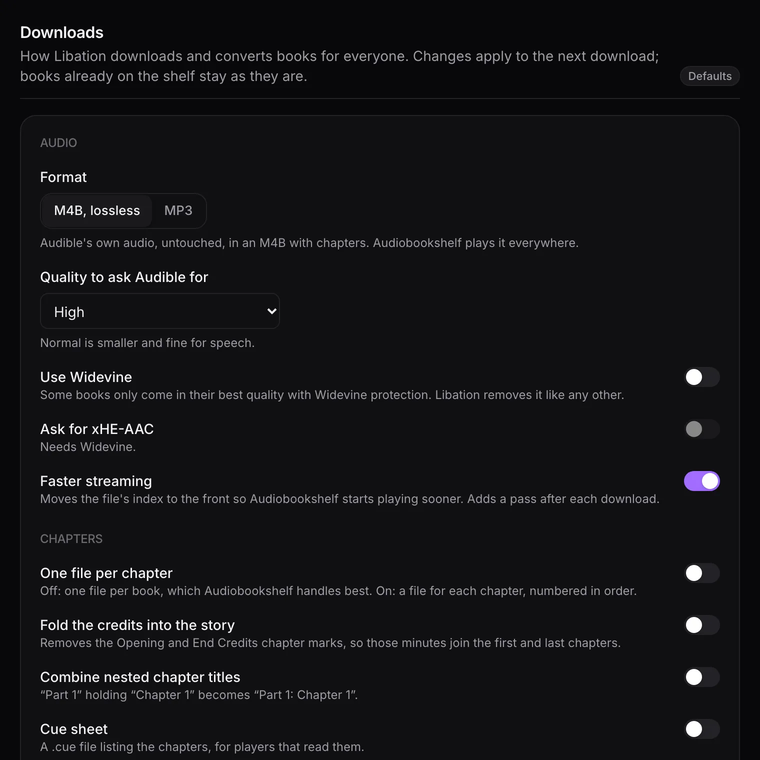 The Downloads section