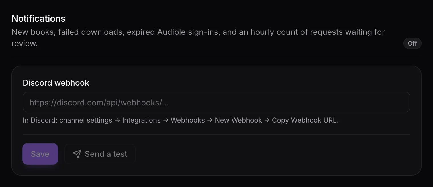 The Notifications section